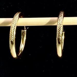 ARI Stunning 1 3/8” Gold Vermeil Dangle Hoop Earrings